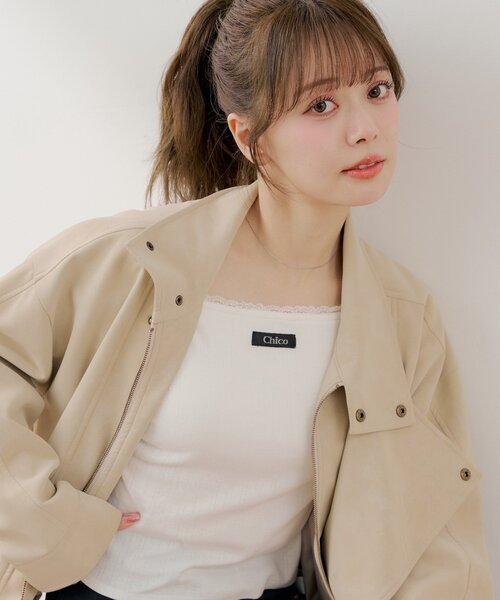 Chico（チコ）の「カップ付きレースコンパクトトップス（Tシャツ/カットソー・レディース・グレー/ブラック/アイボリー/ピンク・MEDIUM/SMALL）」の15枚目の写真