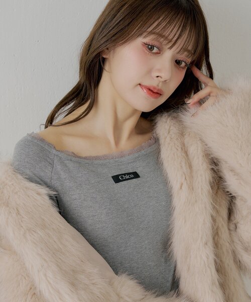 Chico(チコ)の「カップ付きレースコンパクトトップス(Tシャツ/カットソー・レディース・グレー/ブラック/アイボリー/ピンク・MEDIUM/SMALL)」の10枚目の写真