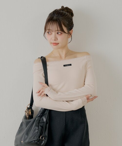 Chico(チコ)の「カップ付きレースコンパクトトップス(Tシャツ/カットソー・レディース・グレー/ブラック/アイボリー/ピンク・MEDIUM/SMALL)」の11枚目の写真