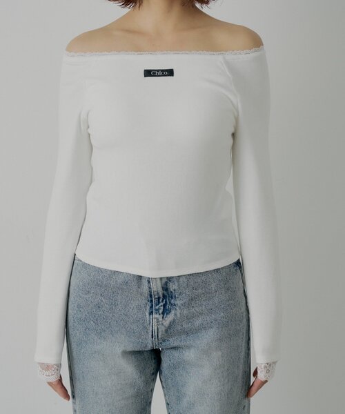 Chico(チコ)の「カップ付きレースコンパクトトップス(Tシャツ/カットソー・レディース・グレー/ブラック/アイボリー/ピンク・MEDIUM/SMALL)」の17枚目の写真