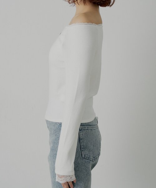 Chico(チコ)の「カップ付きレースコンパクトトップス(Tシャツ/カットソー・レディース・グレー/ブラック/アイボリー/ピンク・MEDIUM/SMALL)」の18枚目の写真