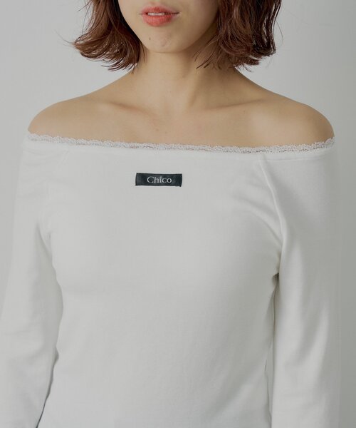 Chico(チコ)の「カップ付きレースコンパクトトップス(Tシャツ/カットソー・レディース・グレー/ブラック/アイボリー/ピンク・MEDIUM/SMALL)」の20枚目の写真