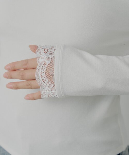 Chico(チコ)の「カップ付きレースコンパクトトップス(Tシャツ/カットソー・レディース・グレー/ブラック/アイボリー/ピンク・MEDIUM/SMALL)」の22枚目の写真