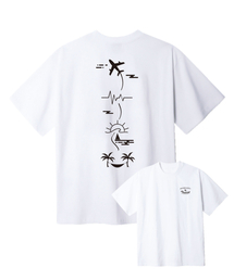 トラベルドローイングオーバーサイズ半袖Tシャツ[ホワイト]