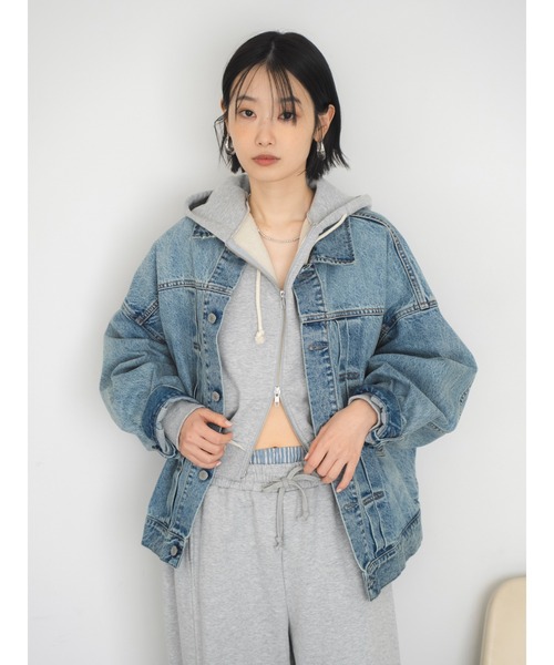 Ungrid（アングリッド）の「ダブルジップショートパーカー（パーカー・レディース・チャコールグレー/イエロー/ライトグレー・FREE）」の2枚目の写真