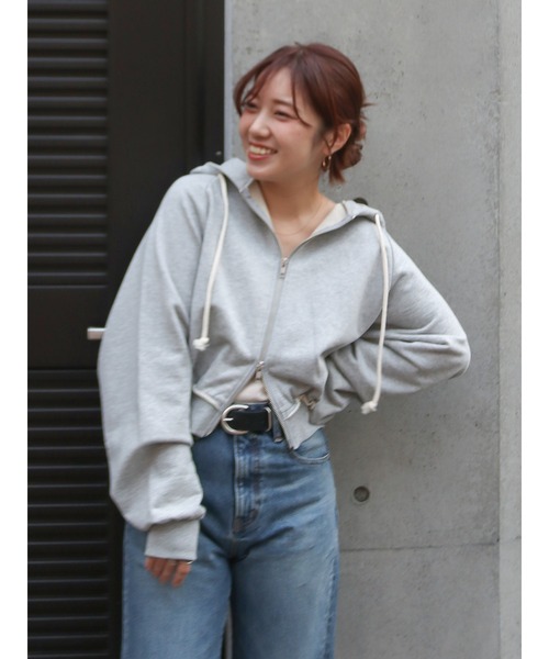 Ungrid（アングリッド）の「ダブルジップショートパーカー（パーカー・レディース・チャコールグレー/イエロー/ライトグレー・FREE）」の14枚目の写真