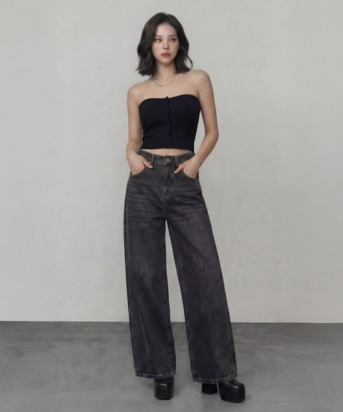 DURAS（デュラス）の「バックトライアングルカットデニムパンツ（デニムパンツ・レディース・インディゴブルー/ブラック・S-M/M-L）」の8枚目の写真