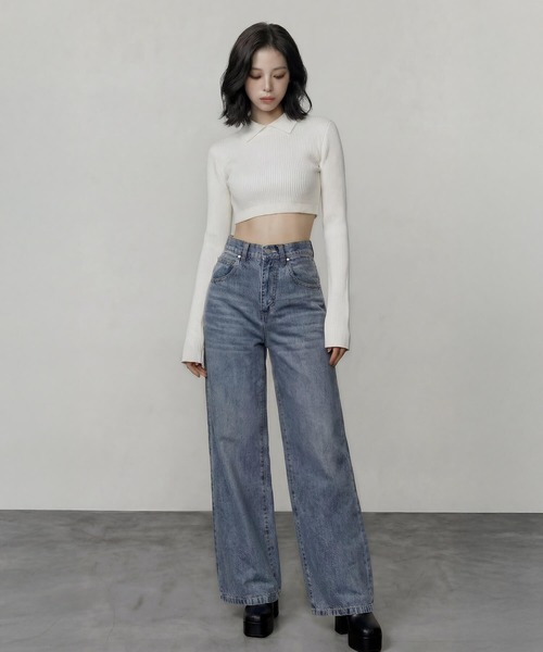 DURAS（デュラス）の「バックトライアングルカットデニムパンツ（デニムパンツ・レディース・インディゴブルー/ブラック・S-M/M-L）」の5枚目の写真