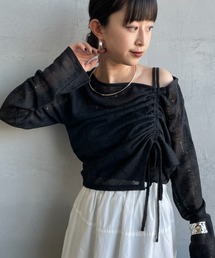 nenom（ネノム）の「[nenom/ネノム] ワンオフショルダー ギャザーリボンTシャツ（Tシャツ/カットソー）」