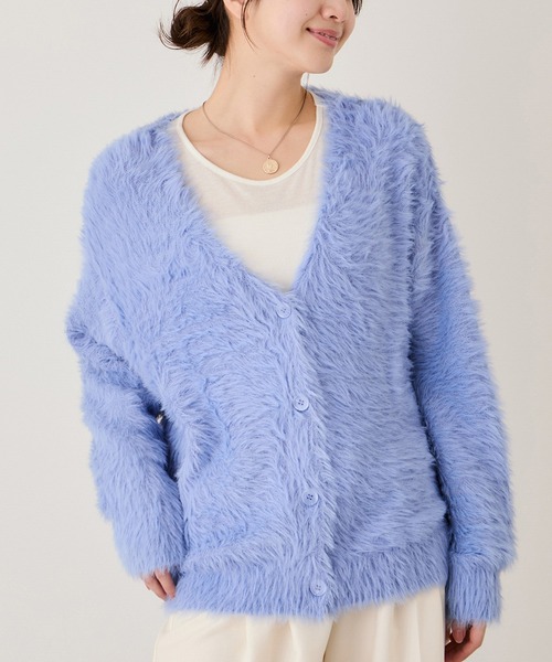 Jayro(ジャイロ)の「起毛加工シャギーカーディガン(カーディガン/ボレロ・レディース・ダークブラウン/ブルー系その他4・FREE)」の2枚目の写真