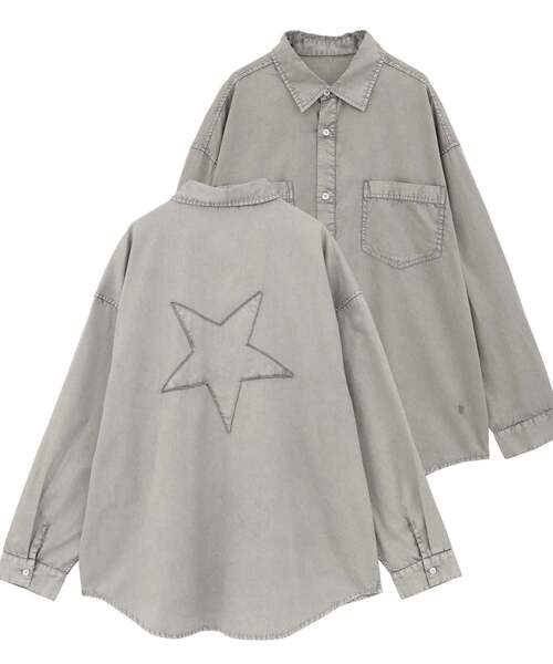 CONVERSE TOKYO（コンバーストウキョウ）の「ACID WASH STAR★ PATCH SHIRT（シャツ/ブラウス・レディース・サックスブルー/ブラック/グレー/パープル/ミント・FREE）」の3枚目の写真