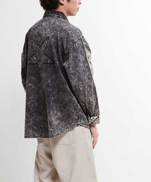 CONVERSE TOKYO（コンバーストウキョウ）の「ACID WASH STAR★ PATCH SHIRT（シャツ/ブラウス・レディース・サックスブルー/ブラック/グレー/パープル/ミント・FREE）」の7枚目の写真