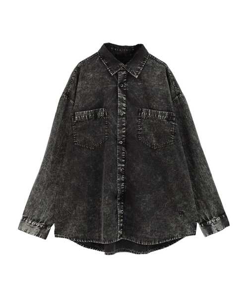 CONVERSE TOKYO（コンバーストウキョウ）の「ACID WASH STAR★ PATCH SHIRT（シャツ/ブラウス・レディース・サックスブルー/ブラック/グレー/パープル/ミント・FREE）」の9枚目の写真