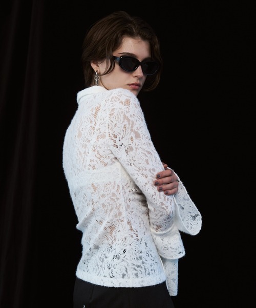 JOSE MOON（ジョゼムーン）の「LIQUIDE LACE  BLOUSE/リキッドレースブラウス（シャツ/ブラウス・レディース・ブラック/グレー/ホワイト・FREE）」の4枚目の写真