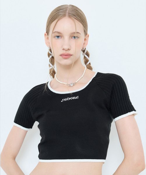 LARTIGENT(ラーティゼン)の「L4 LINE CROP KNIT(BLACK)(ニット/セーター・レディース・その他・FREE)」の1枚目の写真