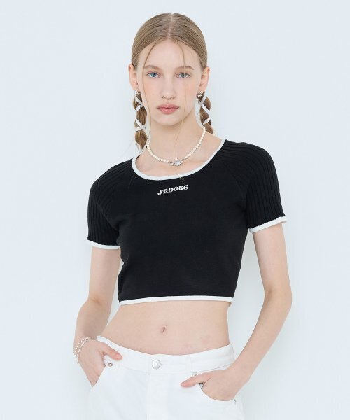 LARTIGENT(ラーティゼン)の「L4 LINE CROP KNIT(BLACK)(ニット/セーター・レディース・その他・FREE)」の2枚目の写真