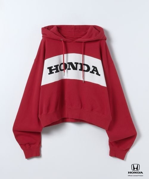 JEANASIS(ジーナシス)の「【Honda】ロゴショートフーディLS/638808(パーカー・レディース・ブラック/レッド・FREE)」の1枚目の写真