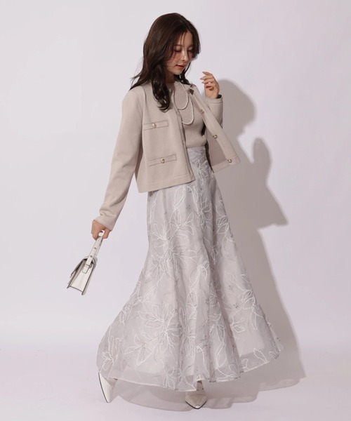 Apuweiser-riche（アプワイザーリッシェ）の「ラメ配色ニットジャケットアンサンブル（ニット/セーター・レディース・ライトイエロー/ホワイト/ピンク/ネイビー・2）」の8枚目の写真