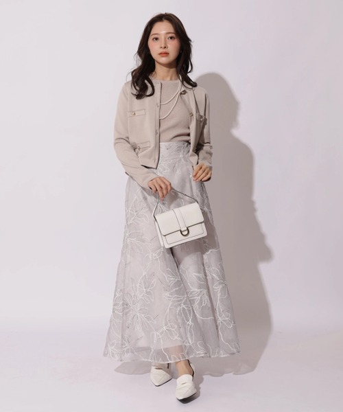 Apuweiser-riche（アプワイザーリッシェ）の「ラメ配色ニットジャケットアンサンブル（ニット/セーター・レディース・ライトイエロー/ホワイト/ピンク/ネイビー・2）」の9枚目の写真