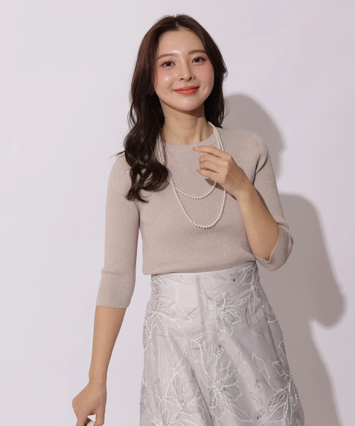 Apuweiser-riche（アプワイザーリッシェ）の「ラメ配色ニットジャケットアンサンブル（ニット/セーター・レディース・ライトイエロー/ホワイト/ピンク/ネイビー・2）」の13枚目の写真