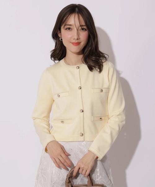 Apuweiser-riche（アプワイザーリッシェ）の「ラメ配色ニットジャケットアンサンブル（ニット/セーター・レディース・ライトイエロー/ホワイト/ピンク/ネイビー・2）」の16枚目の写真