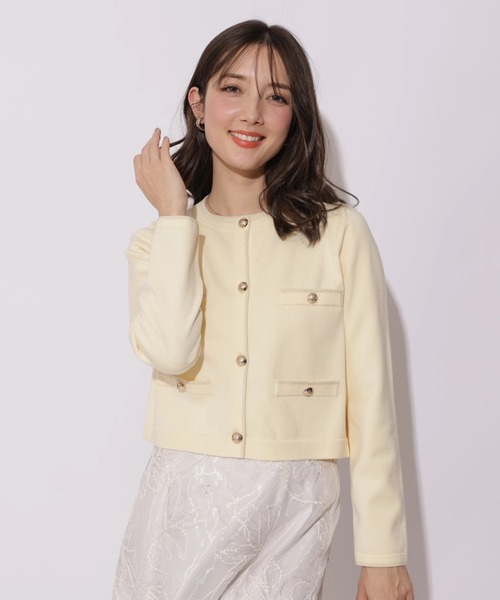 Apuweiser-riche（アプワイザーリッシェ）の「ラメ配色ニットジャケットアンサンブル（ニット/セーター・レディース・ライトイエロー/ホワイト/ピンク/ネイビー・2）」の17枚目の写真