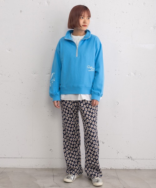 POU DOU DOU（プードゥドゥ）の「HORSE刺繍zipあき裏毛プルオーバー（スウェット・レディース・オートミール/ブルー/ネイビー・3）」の8枚目の写真