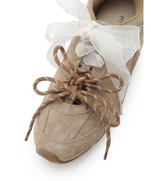 FRAY I.D(フレイアイディー)の「【MOHI】レースリボンスニーカー(スニーカー・レディース・グレー/ブラウン/ベージュ・22.5/23.5/24.5)」の8枚目の写真