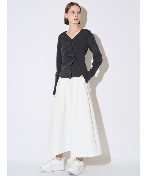 ELENDEEK（エレンディーク）の「ジャージータックフレアスカート（スカート・レディース・グレー/オフホワイト・01/02）」の14枚目の写真