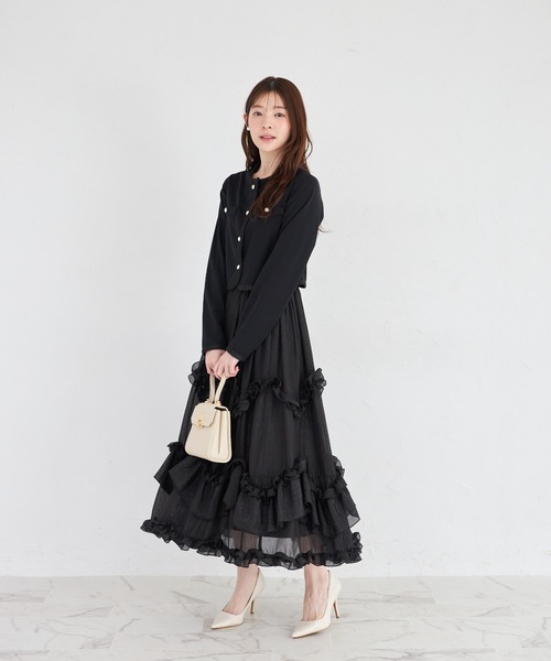 tocco closet(トッコ クローゼット)の「【ZOZO限定】コード刺繍カットジョーゼットライトジャケット ※セットアップ可能(ノーカラージャケット・レディース・グレイッシュベージュ/ブラック/チャコール・M)」の12枚目の写真