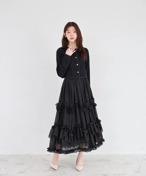 tocco closet(トッコ クローゼット)の「【ZOZO限定】コード刺繍カットジョーゼットライトジャケット ※セットアップ可能(ノーカラージャケット・レディース・グレイッシュベージュ/ブラック/チャコール・M)」の13枚目の写真