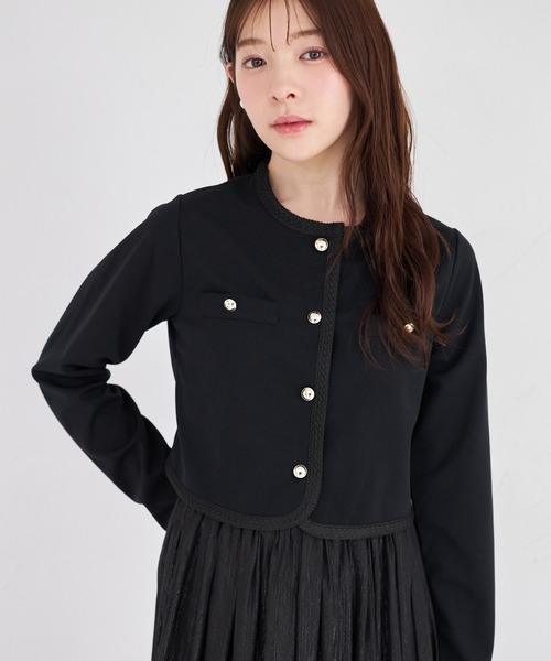 tocco closet(トッコ クローゼット)の「【ZOZO限定】コード刺繍カットジョーゼットライトジャケット ※セットアップ可能(ノーカラージャケット・レディース・グレイッシュベージュ/ブラック/チャコール・M)」の17枚目の写真