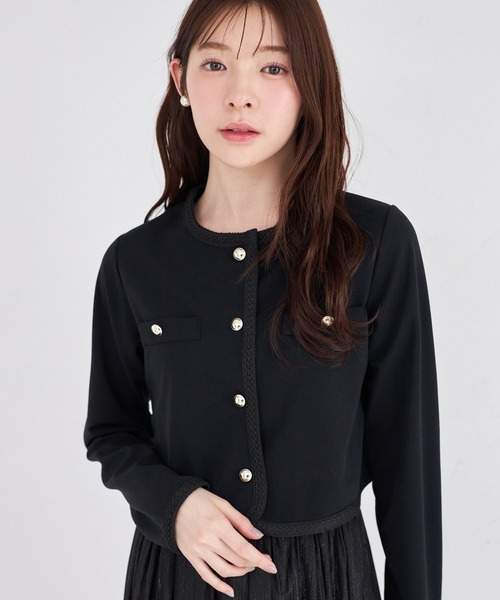tocco closet(トッコ クローゼット)の「【ZOZO限定】コード刺繍カットジョーゼットライトジャケット ※セットアップ可能(ノーカラージャケット・レディース・グレイッシュベージュ/ブラック/チャコール・M)」の18枚目の写真
