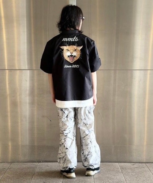 mmts(マミタス)の「猫刺繍 開襟シャツ(シャツ/ブラウス・レディース・ブラック/ピンク・X-LARGE/MEDIUM)」の4枚目の写真