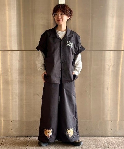 mmts(マミタス)の「猫刺繍 開襟シャツ(シャツ/ブラウス・レディース・ブラック/ピンク・X-LARGE/MEDIUM)」の5枚目の写真