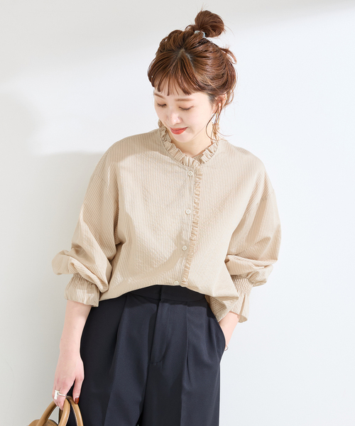 ウォッシャブル / フロントフリルブラウス（シャツ/ブラウス）｜B.C