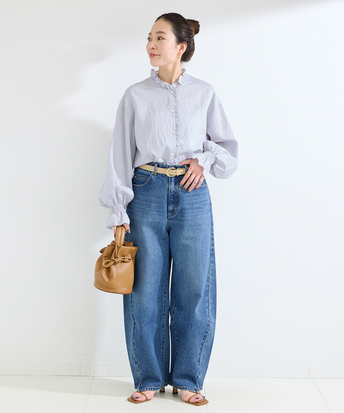 B.C STOCK(ベーセーストック)の「ウォッシャブル / フロントフリルブラウス(シャツ/ブラウス・レディース・ホワイト/サックスブルー/ベージュ・FREE)」の8枚目の写真