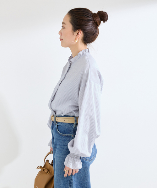 B.C STOCK(ベーセーストック)の「ウォッシャブル / フロントフリルブラウス(シャツ/ブラウス・レディース・ホワイト/サックスブルー/ベージュ・FREE)」の14枚目の写真