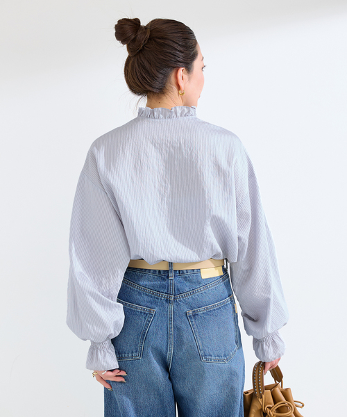 B.C STOCK(ベーセーストック)の「ウォッシャブル / フロントフリルブラウス(シャツ/ブラウス・レディース・ホワイト/サックスブルー/ベージュ・FREE)」の15枚目の写真