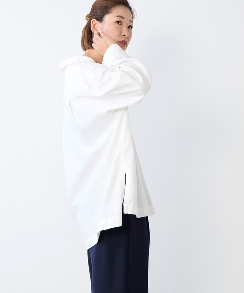 MICA&DEAL（マイカ＆ディール）の「レースアップデニムブラウス（シャツ/ブラウス・レディース・ライトブルー/ベージュ/オフホワイト・FREE）」の5枚目の写真