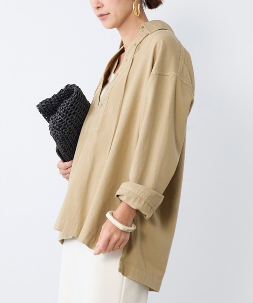 MICA&DEAL（マイカ＆ディール）の「レースアップデニムブラウス（シャツ/ブラウス・レディース・ライトブルー/ベージュ/オフホワイト・FREE）」の11枚目の写真