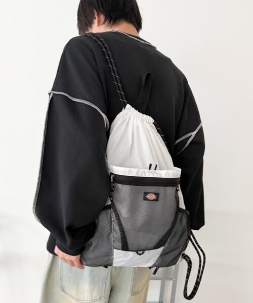 WEGO（ウィゴー）の「∴WEGO/別注Dickiesメッシュポケットナップサック（バックパック/リュック・レディース・グレー/その他1/ホワイト/ブラック・FREE）」の2枚目の写真