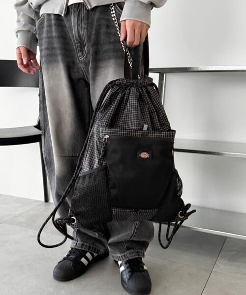 WEGO（ウィゴー）の「∴WEGO/別注Dickiesメッシュポケットナップサック（バックパック/リュック・レディース・グレー/その他1/ホワイト/ブラック・FREE）」の3枚目の写真