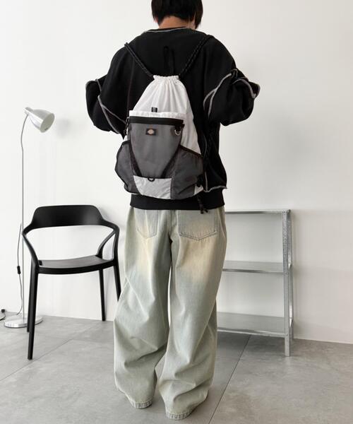 WEGO（ウィゴー）の「∴WEGO/別注Dickiesメッシュポケットナップサック（バックパック/リュック・レディース・グレー/その他1/ホワイト/ブラック・FREE）」の5枚目の写真