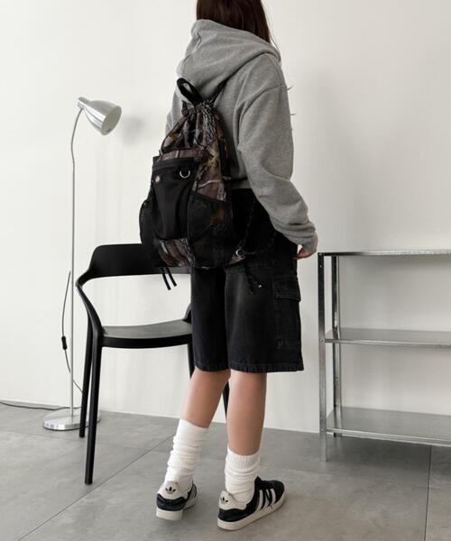 WEGO（ウィゴー）の「∴WEGO/別注Dickiesメッシュポケットナップサック（バックパック/リュック・レディース・グレー/その他1/ホワイト/ブラック・FREE）」の8枚目の写真