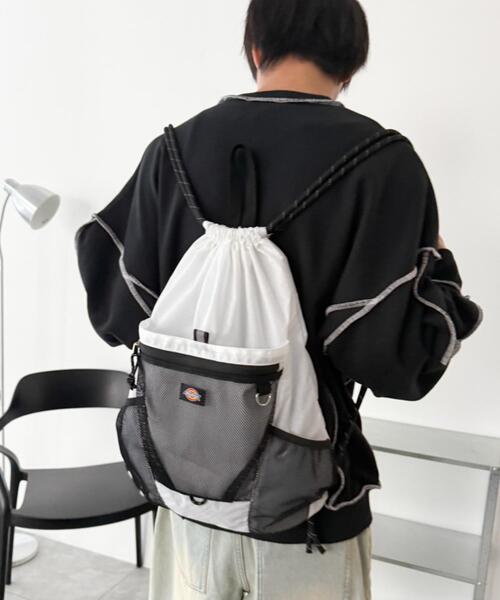 WEGO（ウィゴー）の「∴WEGO/別注Dickiesメッシュポケットナップサック（バックパック/リュック・レディース・グレー/その他1/ホワイト/ブラック・FREE）」の9枚目の写真