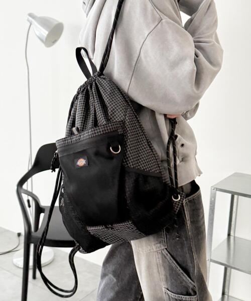 WEGO（ウィゴー）の「∴WEGO/別注Dickiesメッシュポケットナップサック（バックパック/リュック・レディース・グレー/その他1/ホワイト/ブラック・FREE）」の12枚目の写真