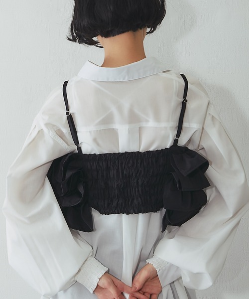 ANOTHER S（アナザーエス）の「ボリュームフリル重ねビスチェ（シャツ/ブラウス・レディース・アイボリー/ブラック・FREE）」の8枚目の写真