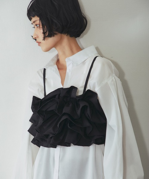 ANOTHER S（アナザーエス）の「ボリュームフリル重ねビスチェ（シャツ/ブラウス・レディース・アイボリー/ブラック・FREE）」の9枚目の写真