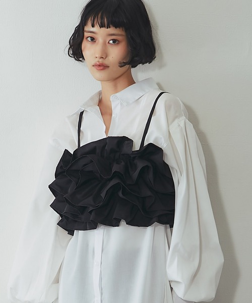 ANOTHER S（アナザーエス）の「ボリュームフリル重ねビスチェ（シャツ/ブラウス・レディース・アイボリー/ブラック・FREE）」の6枚目の写真